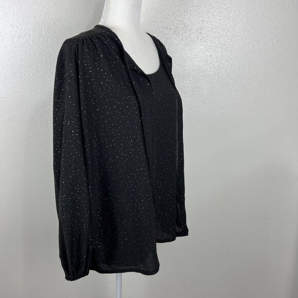 Ample Togs 2 Piece Cardigan Tank Top Set Women Extra Large Black Sparkly Shiny - Picture 5 of 16